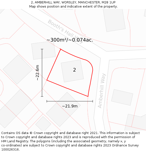 2, AMBERHILL WAY, WORSLEY, MANCHESTER, M28 1UP: Plot and title map