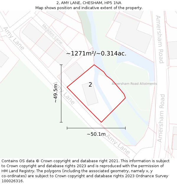 2, AMY LANE, CHESHAM, HP5 1NA: Plot and title map