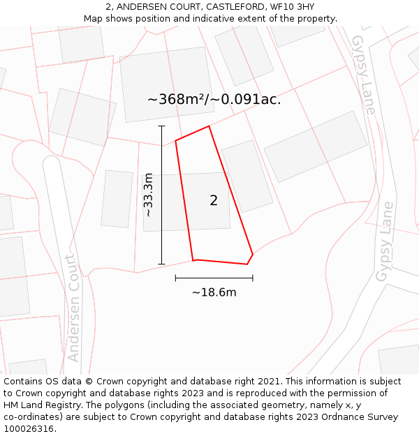 2, ANDERSEN COURT, CASTLEFORD, WF10 3HY: Plot and title map