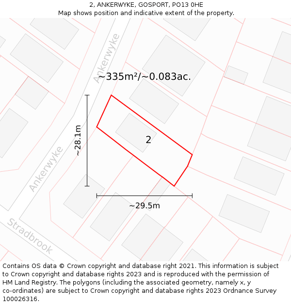 2, ANKERWYKE, GOSPORT, PO13 0HE: Plot and title map
