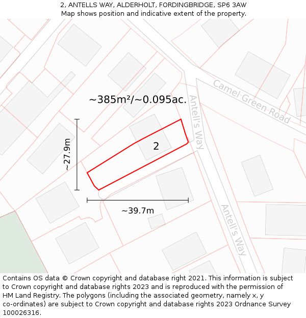 2, ANTELLS WAY, ALDERHOLT, FORDINGBRIDGE, SP6 3AW: Plot and title map