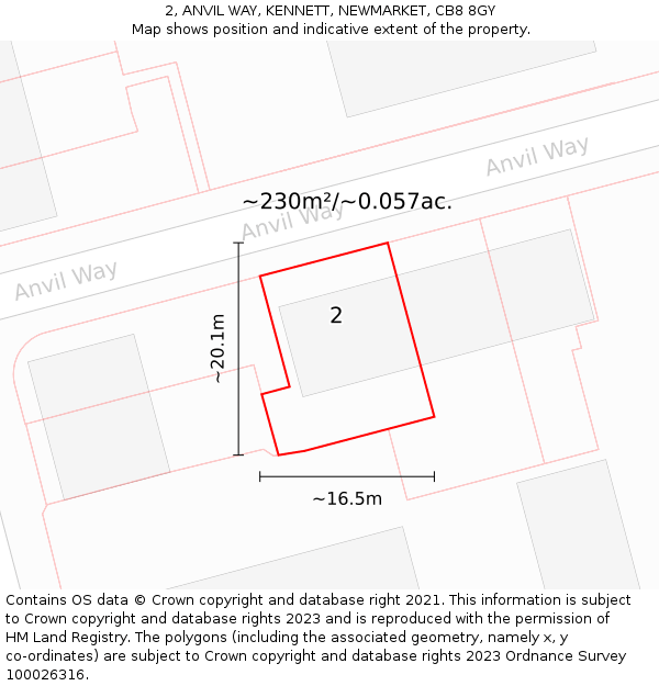 2, ANVIL WAY, KENNETT, NEWMARKET, CB8 8GY: Plot and title map