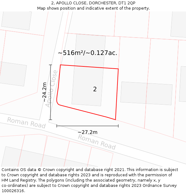 2, APOLLO CLOSE, DORCHESTER, DT1 2QP: Plot and title map