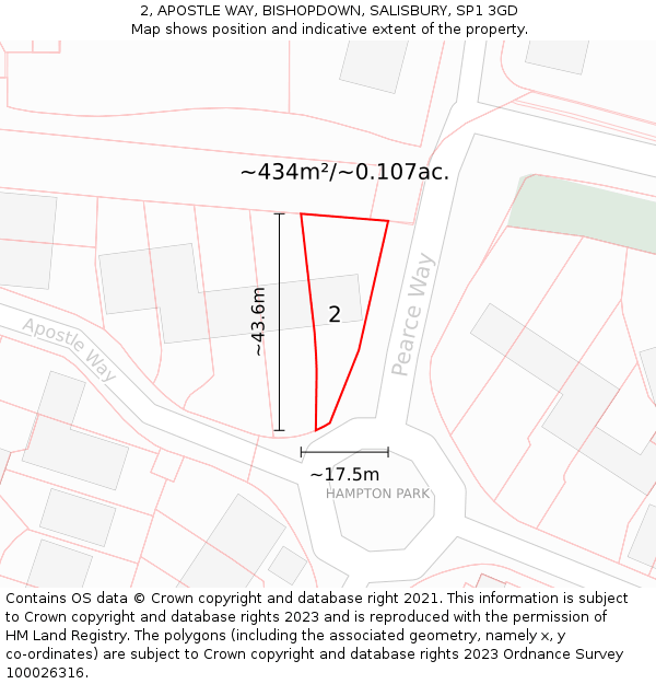 2, APOSTLE WAY, BISHOPDOWN, SALISBURY, SP1 3GD: Plot and title map