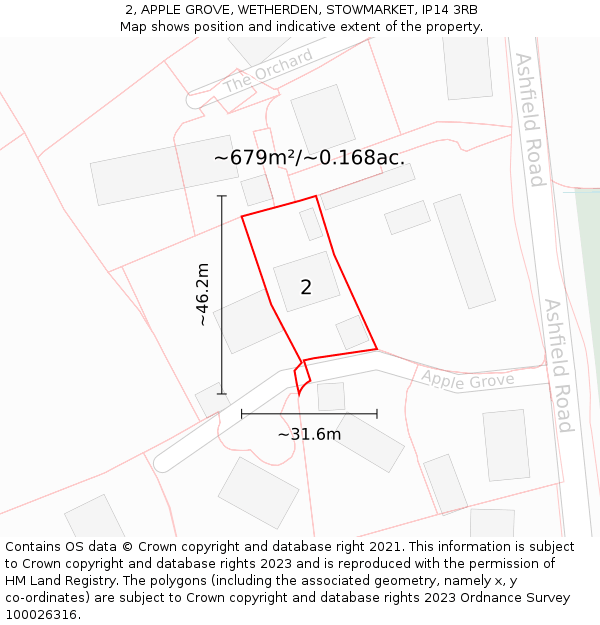 2, APPLE GROVE, WETHERDEN, STOWMARKET, IP14 3RB: Plot and title map