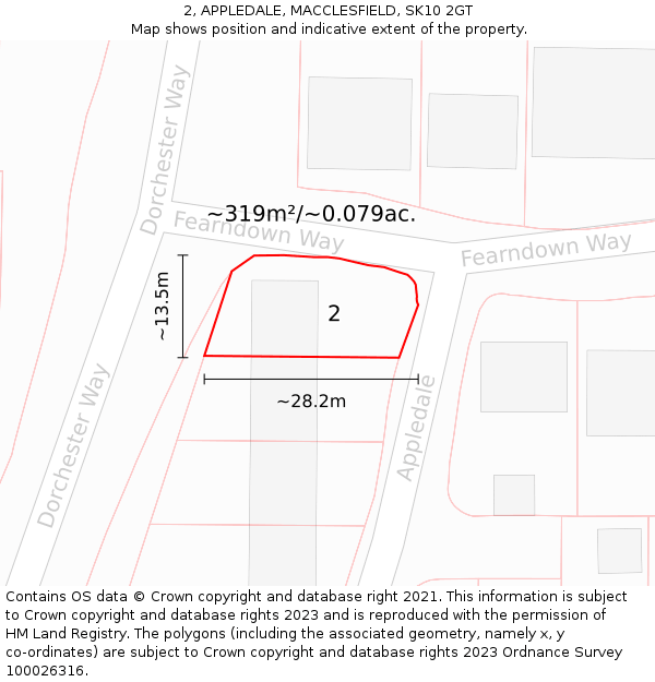 2, APPLEDALE, MACCLESFIELD, SK10 2GT: Plot and title map