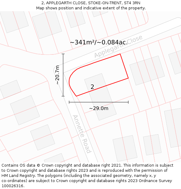 2, APPLEGARTH CLOSE, STOKE-ON-TRENT, ST4 3RN: Plot and title map