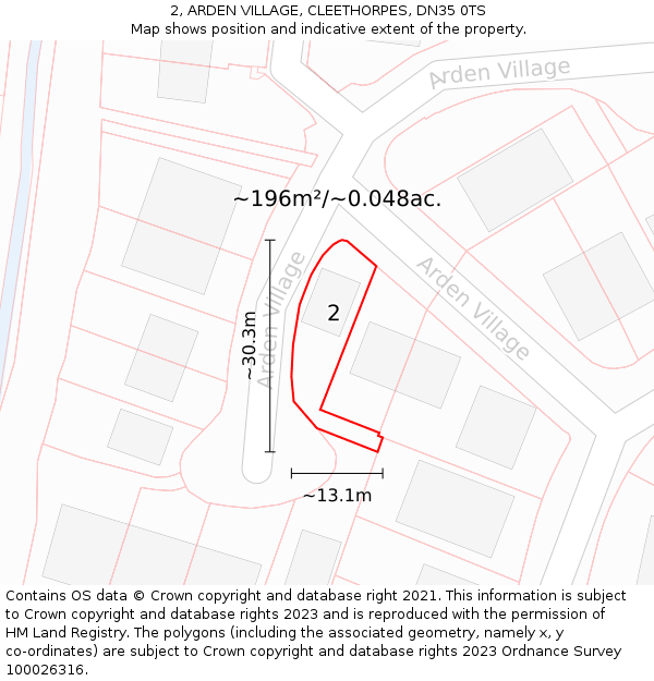 2, ARDEN VILLAGE, CLEETHORPES, DN35 0TS: Plot and title map