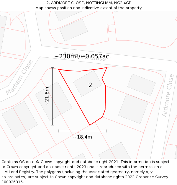 2, ARDMORE CLOSE, NOTTINGHAM, NG2 4GP: Plot and title map