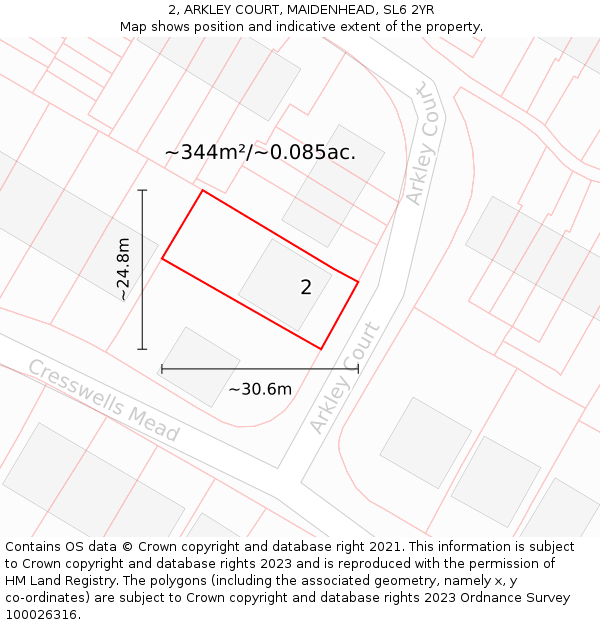 2, ARKLEY COURT, MAIDENHEAD, SL6 2YR: Plot and title map