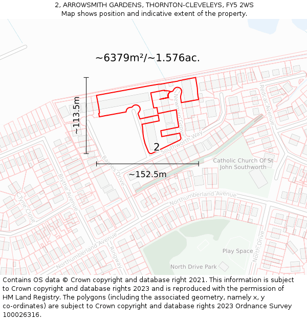 2, ARROWSMITH GARDENS, THORNTON-CLEVELEYS, FY5 2WS: Plot and title map