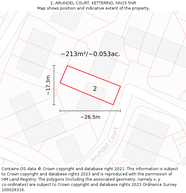 2, ARUNDEL COURT, KETTERING, NN15 5NR: Plot and title map