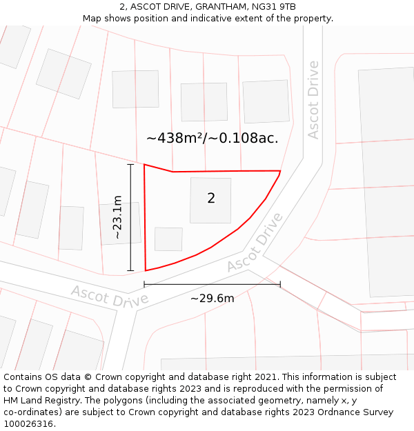 2, ASCOT DRIVE, GRANTHAM, NG31 9TB: Plot and title map