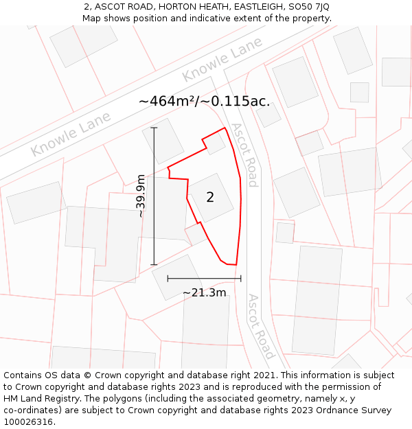 2, ASCOT ROAD, HORTON HEATH, EASTLEIGH, SO50 7JQ: Plot and title map