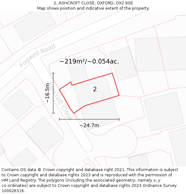 2, ASHCROFT CLOSE, OXFORD, OX2 9SE: Plot and title map