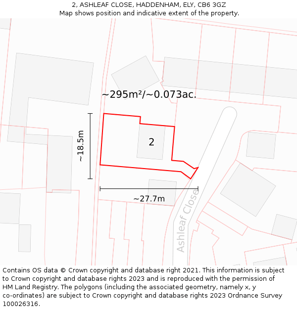 2, ASHLEAF CLOSE, HADDENHAM, ELY, CB6 3GZ: Plot and title map