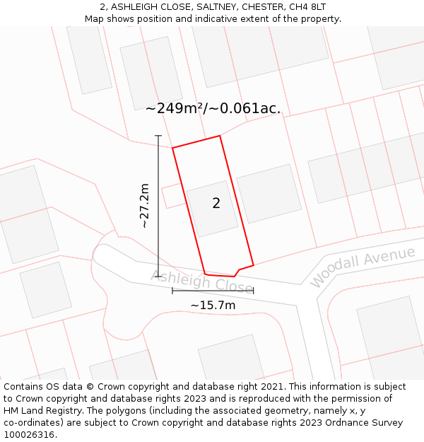 2, ASHLEIGH CLOSE, SALTNEY, CHESTER, CH4 8LT: Plot and title map