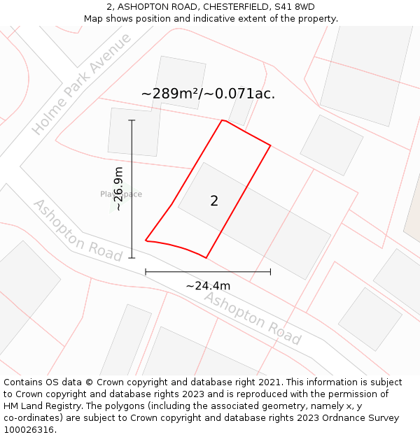 2, ASHOPTON ROAD, CHESTERFIELD, S41 8WD: Plot and title map