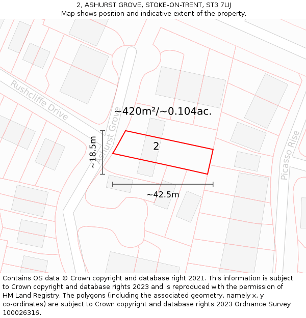 2, ASHURST GROVE, STOKE-ON-TRENT, ST3 7UJ: Plot and title map