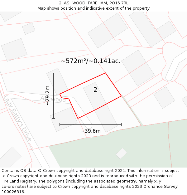 2, ASHWOOD, FAREHAM, PO15 7RL: Plot and title map