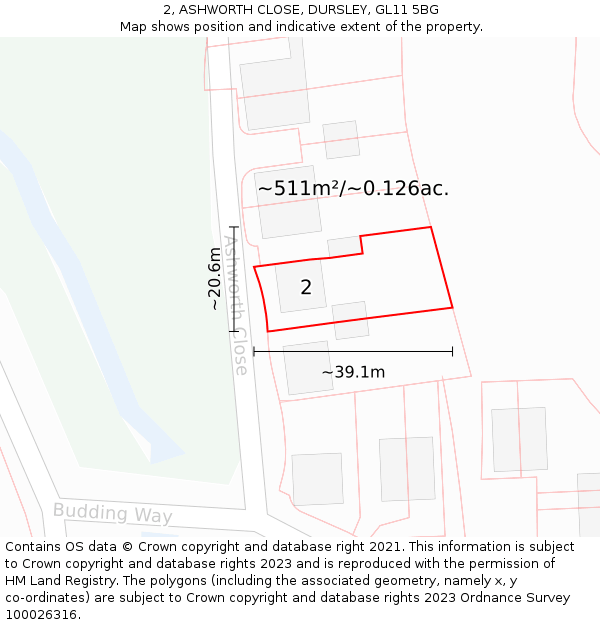 2, ASHWORTH CLOSE, DURSLEY, GL11 5BG: Plot and title map