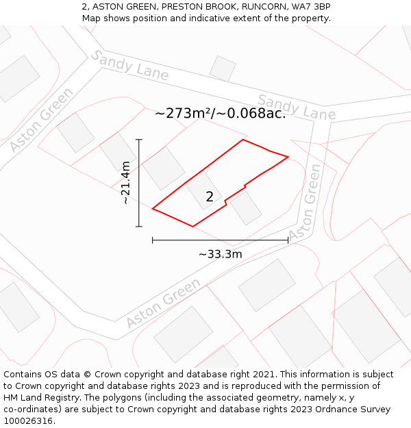 2, ASTON GREEN, PRESTON BROOK, RUNCORN, WA7 3BP: Plot and title map