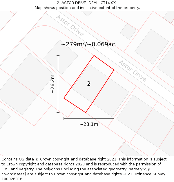 2, ASTOR DRIVE, DEAL, CT14 9XL: Plot and title map