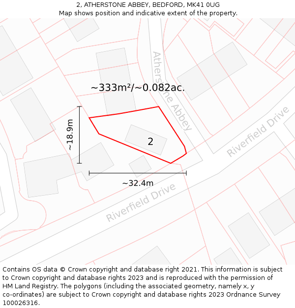 2, ATHERSTONE ABBEY, BEDFORD, MK41 0UG: Plot and title map