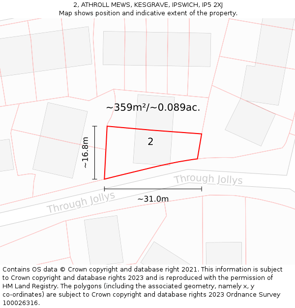 2, ATHROLL MEWS, KESGRAVE, IPSWICH, IP5 2XJ: Plot and title map