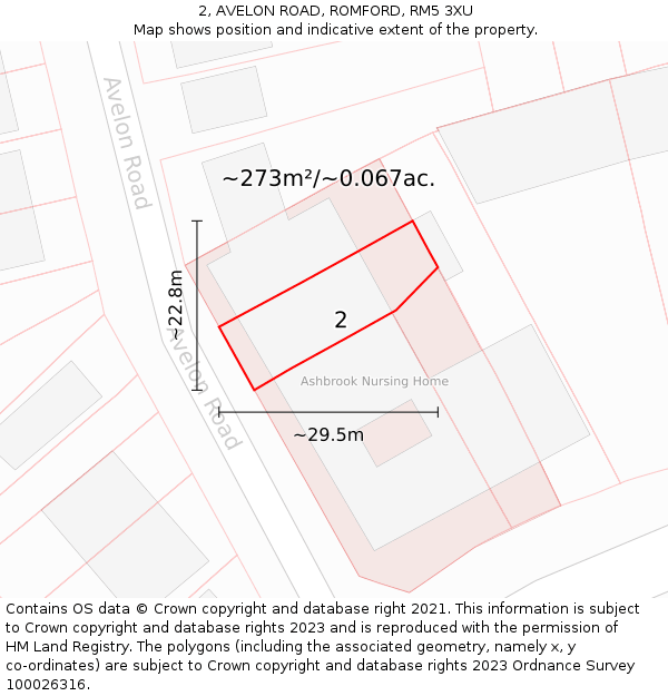 2, AVELON ROAD, ROMFORD, RM5 3XU: Plot and title map