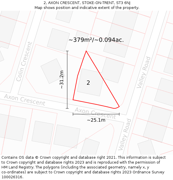 2, AXON CRESCENT, STOKE-ON-TRENT, ST3 6NJ: Plot and title map