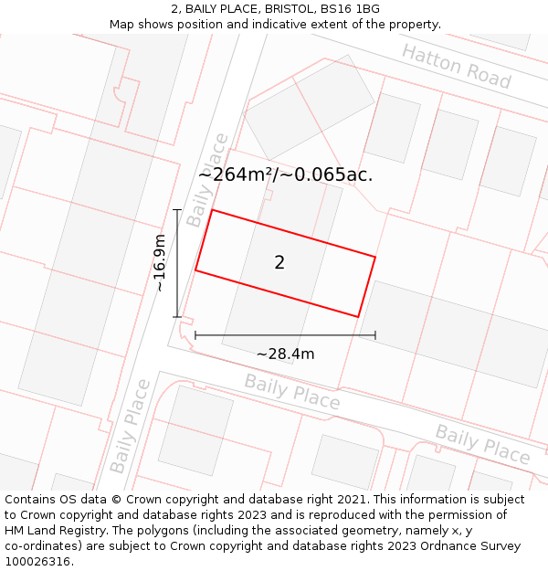 2, BAILY PLACE, BRISTOL, BS16 1BG: Plot and title map