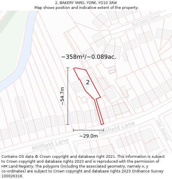 2, BAKERY YARD, YORK, YO10 3AW: Plot and title map