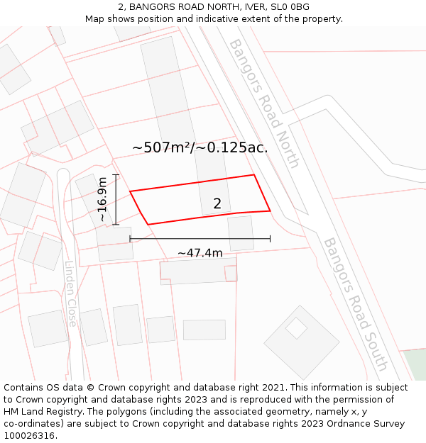 2, BANGORS ROAD NORTH, IVER, SL0 0BG: Plot and title map