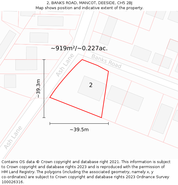 2, BANKS ROAD, MANCOT, DEESIDE, CH5 2BJ: Plot and title map