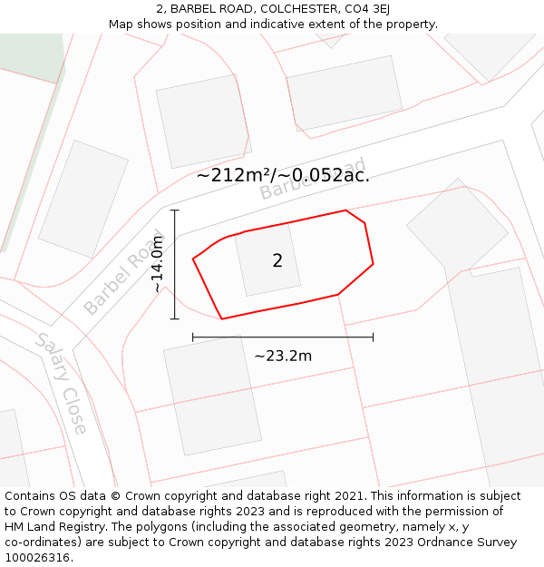 2, BARBEL ROAD, COLCHESTER, CO4 3EJ: Plot and title map