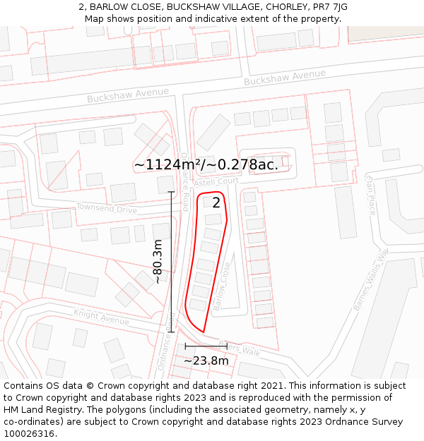 2, BARLOW CLOSE, BUCKSHAW VILLAGE, CHORLEY, PR7 7JG: Plot and title map