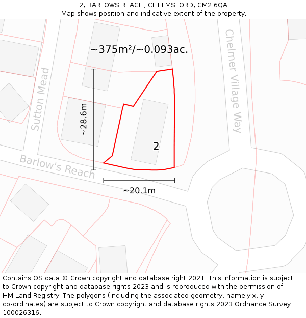 2, BARLOWS REACH, CHELMSFORD, CM2 6QA: Plot and title map