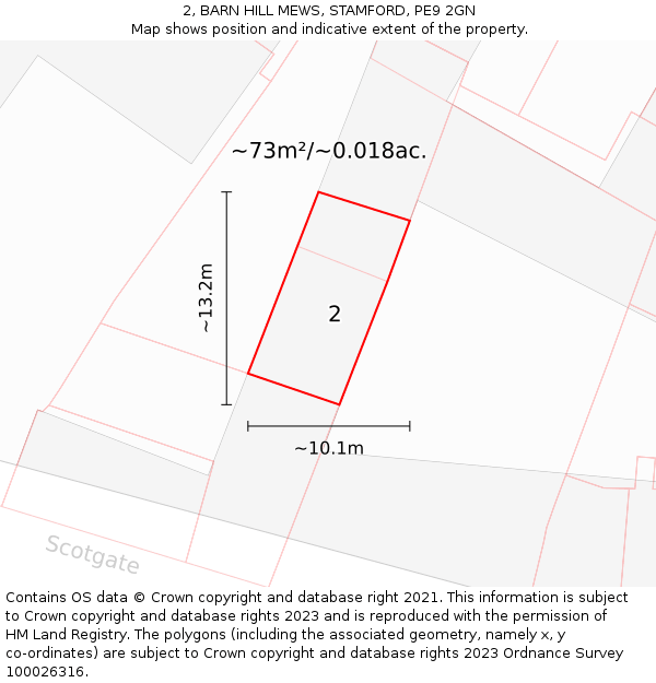 2, BARN HILL MEWS, STAMFORD, PE9 2GN: Plot and title map