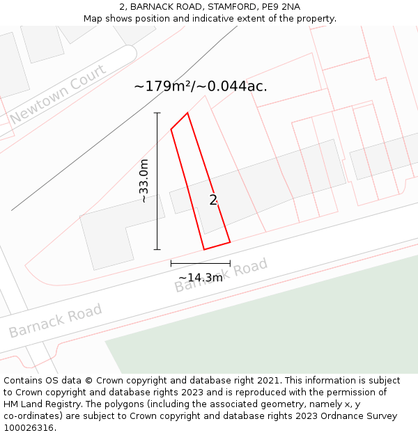 2, BARNACK ROAD, STAMFORD, PE9 2NA: Plot and title map