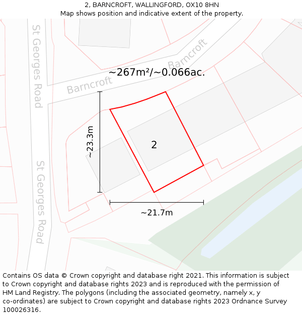 2, BARNCROFT, WALLINGFORD, OX10 8HN: Plot and title map