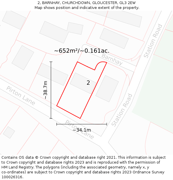 2, BARNHAY, CHURCHDOWN, GLOUCESTER, GL3 2EW: Plot and title map