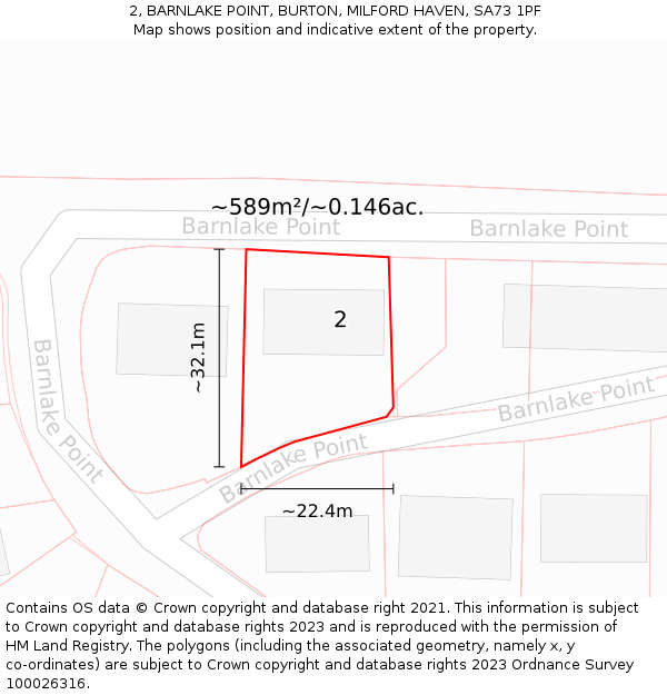 2, BARNLAKE POINT, BURTON, MILFORD HAVEN, SA73 1PF: Plot and title map