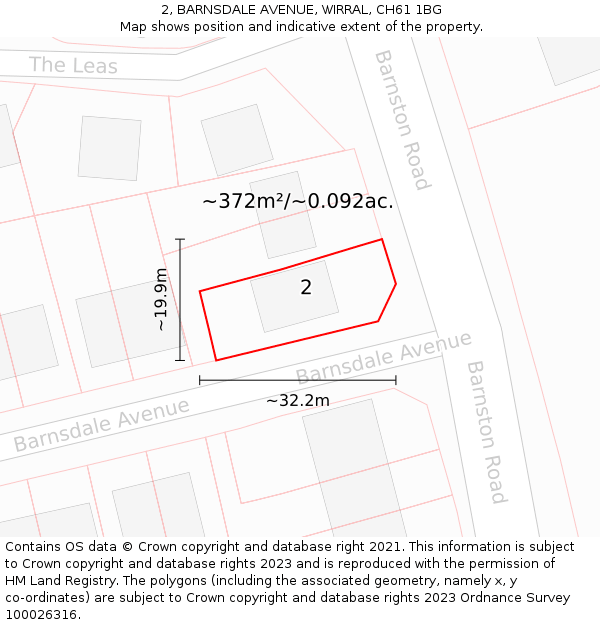 2, BARNSDALE AVENUE, WIRRAL, CH61 1BG: Plot and title map