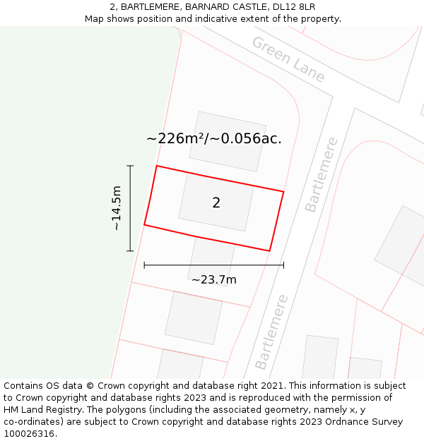 2, BARTLEMERE, BARNARD CASTLE, DL12 8LR: Plot and title map