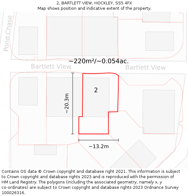 2, BARTLETT VIEW, HOCKLEY, SS5 4FX: Plot and title map