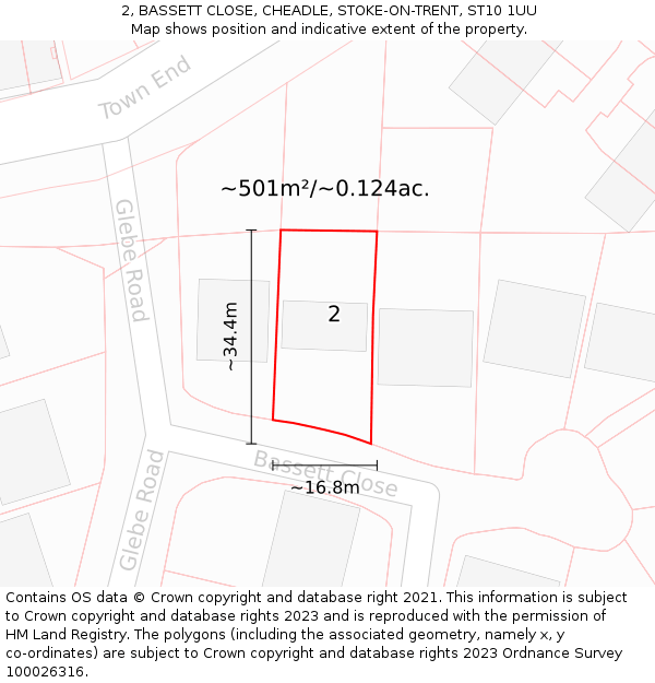 2, BASSETT CLOSE, CHEADLE, STOKE-ON-TRENT, ST10 1UU: Plot and title map