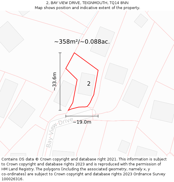 2, BAY VIEW DRIVE, TEIGNMOUTH, TQ14 8NN: Plot and title map