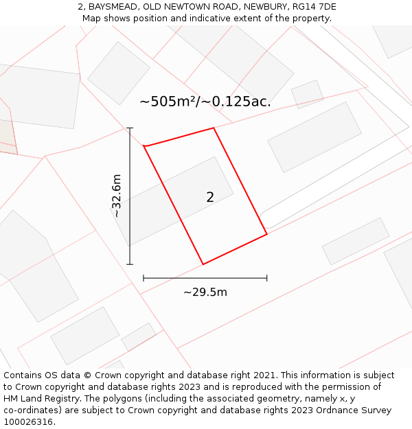 2, BAYSMEAD, OLD NEWTOWN ROAD, NEWBURY, RG14 7DE: Plot and title map