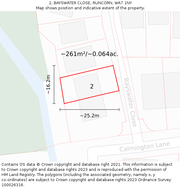 2, BAYSWATER CLOSE, RUNCORN, WA7 1NY: Plot and title map